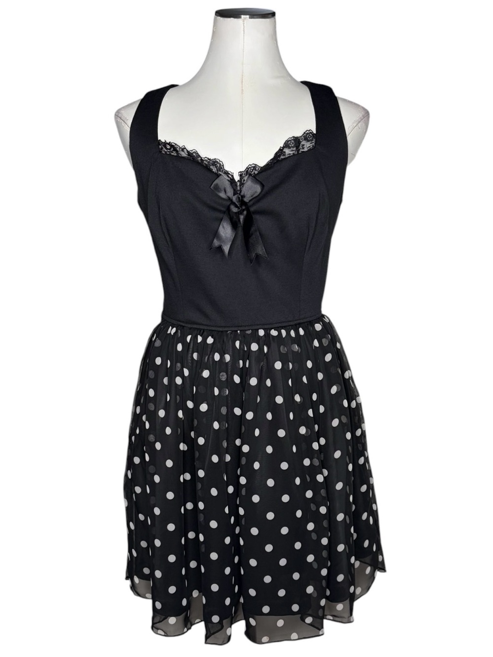 Deadly Dames Retro Black Polka Dot Dress size Large